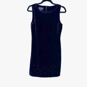 Ralph Lauren Women's Slim Fit Blue Silk Velevt Dress sz 8